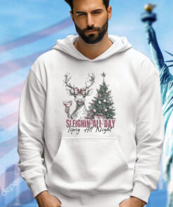 Sleighin All Day Tipsy All Night Deer Christmas Shirt