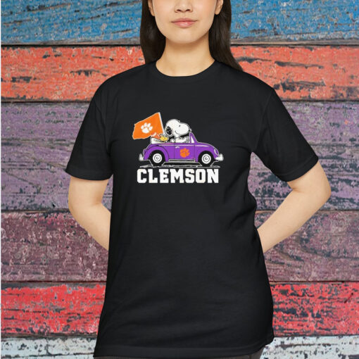 Snoopy And Woodstock Driving Car Clemson Tigers Shirt