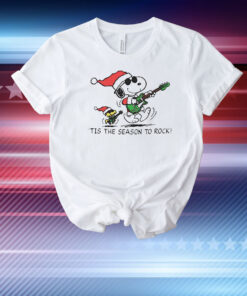 Snoopy and Woodstock tis the season to rock Christmas T-Shirt