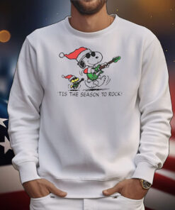 Snoopy and Woodstock tis the season to rock Christmas T-Shirt