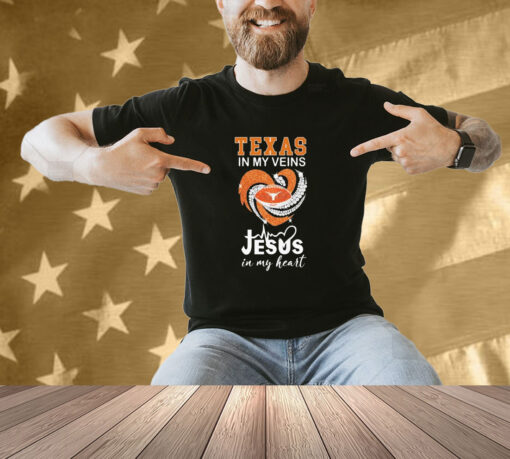 Texas Longhorns In My Veins Jesus In My Heart Diamond Shirt