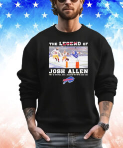 The Legend Of Josh Allen First QB With Pass Rush And Receiving To’s In The Same Game Buffalo Bills Signature T-Shirt