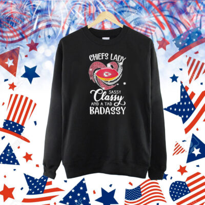 Kansas City Chiefs Lady Sassy Classy And A Tad Badassy Diamond Heart Shirt