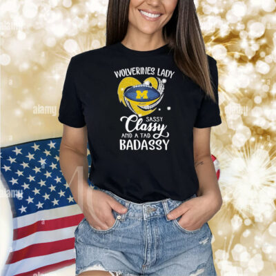 Michigan Wolverines Lady Sassy Classy And A Tad Badassy Diamond Heart Shirt