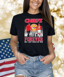 Official Andy Reid X Patrick Mahomes Kansas City Chiefs Forever Not Just When We Win Skyline Signatures Shirt