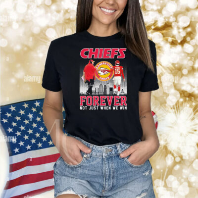 Official Andy Reid X Patrick Mahomes Kansas City Chiefs Forever Not Just When We Win Skyline Signatures Shirt