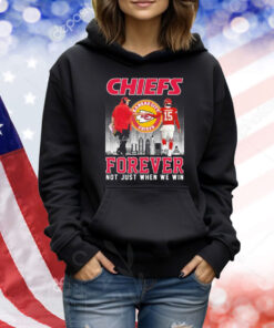 Official Andy Reid X Patrick Mahomes Kansas City Chiefs Forever Not Just When We Win Skyline Signatures Shirt