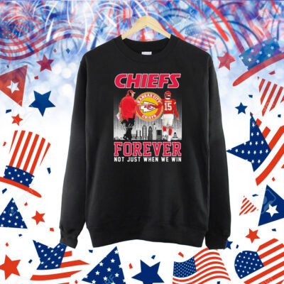 Official Andy Reid X Patrick Mahomes Kansas City Chiefs Forever Not Just When We Win Skyline Signatures Shirt