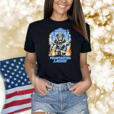 Official Detroit Lions Fire Dept Always Ready Firefighter Mascot Shirt