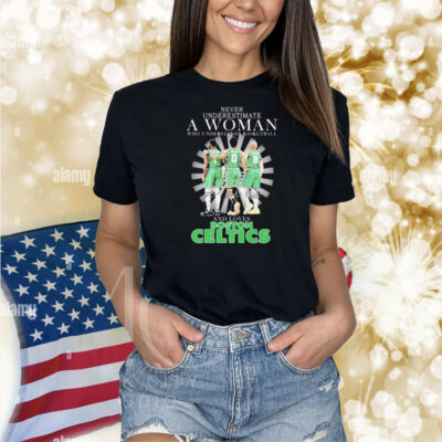 Official Jaylen Brown Jayson Tatum And Derrick White Never Underestimate A Woman Who Understands Basketball And Loves Boston Celtics Signatures Shirt