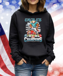 Official Philadelphia Eagles Beat Stomp Kansas City Chiefs Champions Super Bowl LIX 40 22 Mascot Helmets February 9 2025 Caesars Superdome New Orleans Shirt