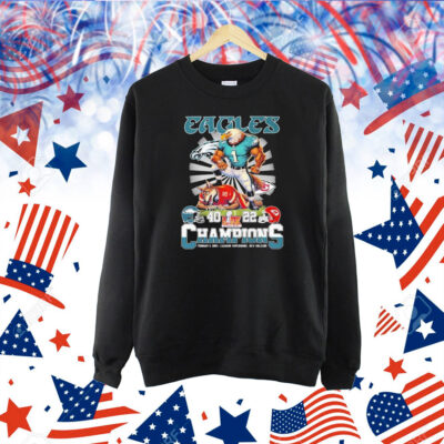 Official Philadelphia Eagles Beat Stomp Kansas City Chiefs Champions Super Bowl LIX 40 22 Mascot Helmets February 9 2025 Caesars Superdome New Orleans Shirt