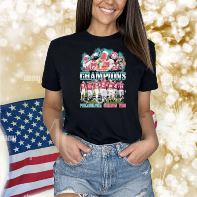 Philadelphia Eagles Philly X Alabama Crimson Tide Super Bowl LIX Champions Signatures Shirt