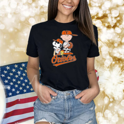 Snoopy And Charlie Brown Woodstock Fan Baltimore Orioles Shirt