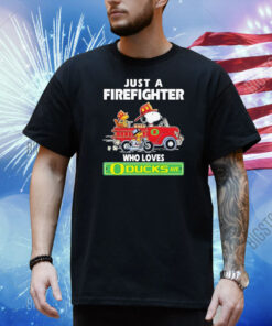 Snoopy And Woodstock Driving Car Oregon Ducks Just A Firefighter Who Loves Shirt