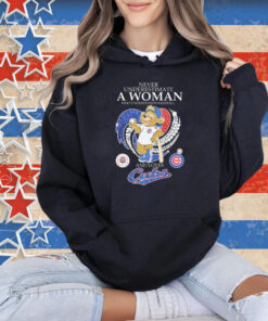 Never Underestimate A Woman Who Understands Baseball And Loves Chicago Cubs Clark Mascot Diamond Heart T-Shirt