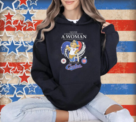 Never Underestimate A Woman Who Understands Baseball And Loves Chicago Cubs Clark Mascot Diamond Heart T-Shirt