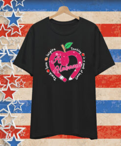 Official Alabama Crimson Tide Teach Love Inspire Teaching Is A Work Of Heart Apple T-Shirt