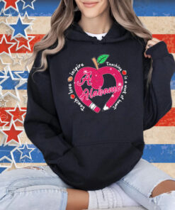 Official Alabama Crimson Tide Teach Love Inspire Teaching Is A Work Of Heart Apple T-Shirt