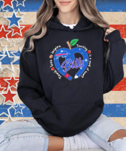 Official Buffalo Bills Teach Love Inspire Teaching Is A Work Of Heart Apple T-Shirt