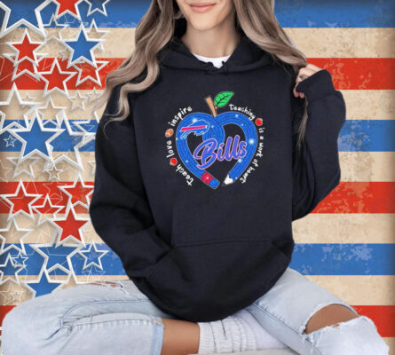 Official Buffalo Bills Teach Love Inspire Teaching Is A Work Of Heart Apple T-Shirt