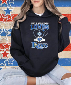 Official Just A Nurse Who Loves Tampa Bay Rays Heart Hands T-Shirt