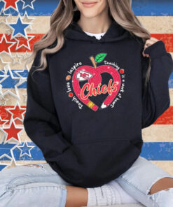 Official Kansas City Chiefs Teach Love Inspire Teaching Is A Work Of Heart Apple T-Shirt