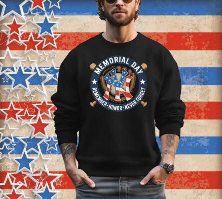 Official New York Yankees Memorial Day Remember Honor Never Forget American Flag T-Shirt
