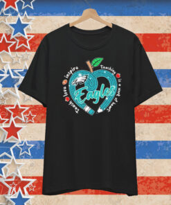 Official Philadelphia Eagles Teach Love Inspire Teaching Is A Work Of Heart Apple T-Shirt