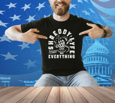 Shreddy Lyfestyle Thrash Everything Snake Hand Skeleton Shirt