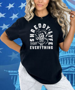 Shreddy Lyfestyle Thrash Everything Snake Hand Skeleton Shirt