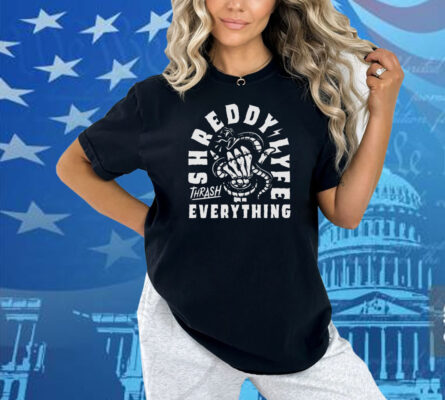 Shreddy Lyfestyle Thrash Everything Snake Hand Skeleton Shirt