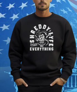 Shreddy Lyfestyle Thrash Everything Snake Hand Skeleton Shirt
