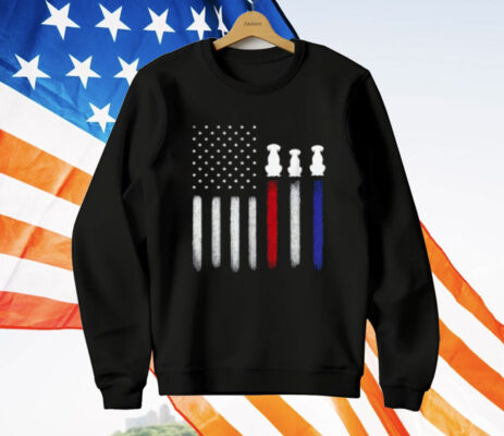 American Flag with Dog Silhouettes Pet Lover 4th of July T-Shirt