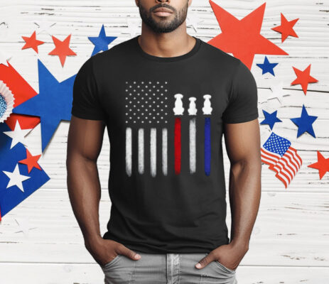 American Flag with Dog Silhouettes Pet Lover 4th of July T-Shirt