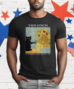 Black Cat Van Gogh Sunflowers T-Shirt