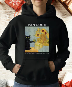 Black Cat Van Gogh Sunflowers T-Shirt