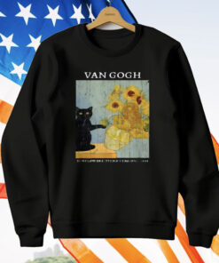 Black Cat Van Gogh Sunflowers T-Shirt