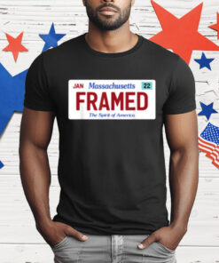 Framed Massachusetts License Plate Police Justice Satire T-Shirt