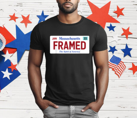 Framed Massachusetts License Plate Police Justice Satire T-Shirt
