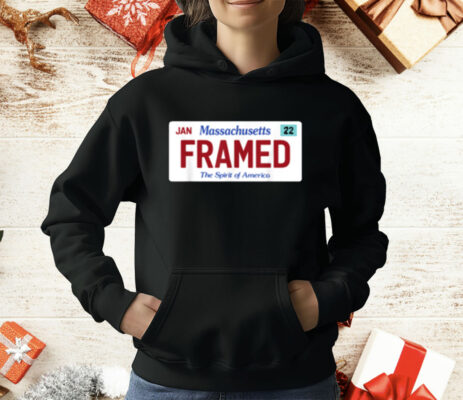 Framed Massachusetts License Plate Police Justice Satire T-Shirt