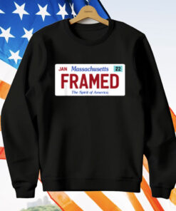 Framed Massachusetts License Plate Police Justice Satire T-Shirt