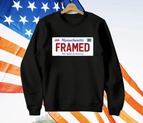 Framed Massachusetts License Plate Police Justice Satire T-Shirt