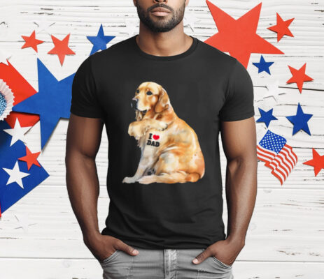 I Love Dad – Patriotic Golden Retriever Canine Dog T-Shirt