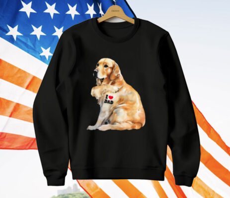 I Love Dad – Patriotic Golden Retriever Canine Dog T-Shirt
