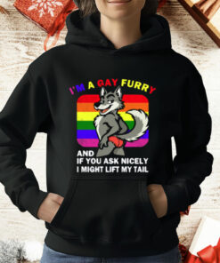 I'm A Gay Furry And If You Ask Nicely I Might Lift My Tail Women's Tee Shirt