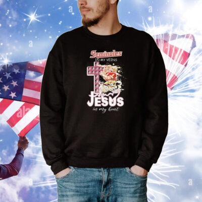 Official Florida State Seminoles In My Veins Jesus In My Heart Mascot T-Shirt
