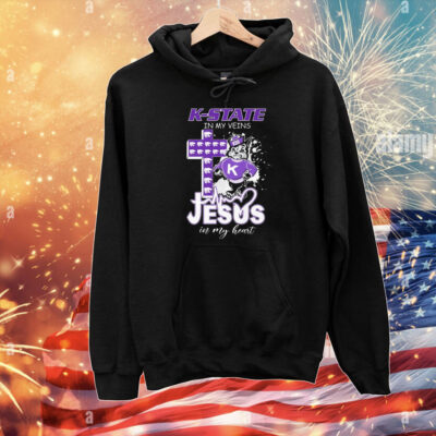 Official Kansas State Wildcats In My Veins Jesus In My Heart Mascot T-Shirt