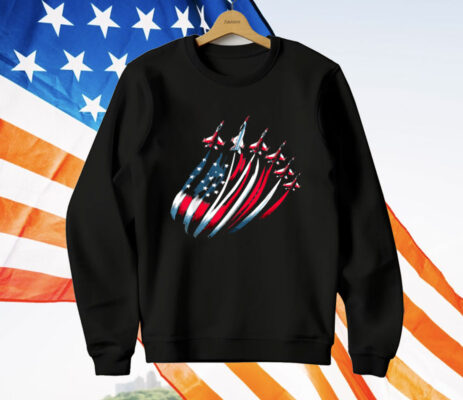 Patriotic USA Flag Fighter Jets Boys 4th of July T-Shirt