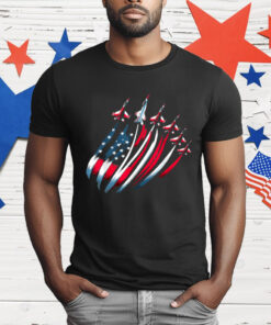 Patriotic USA Flag Fighter Jets Boys 4th of July T-Shirt